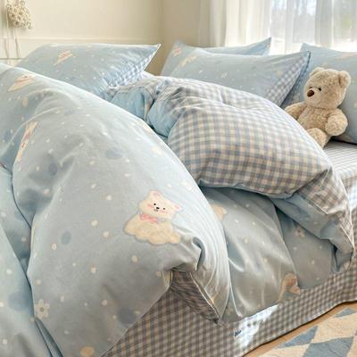 小新碎花四套纯棉全棉被套上床件单宿舍JymG44Cc清三件套床用品床