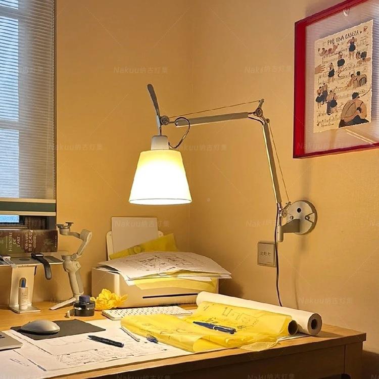 中古424意大利摇臂伸缩厅设师客书房卧室计床头阅读灯壁氛围