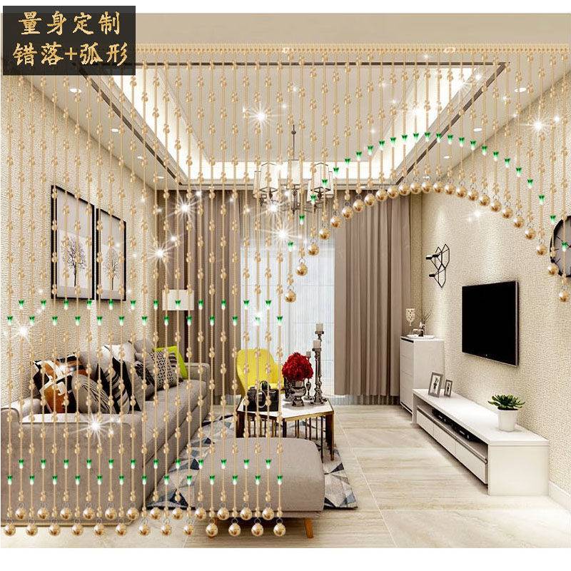 水晶珠帘门帘客厅装饰挂帘厨房隔断卫生间半截风水帘免打孔