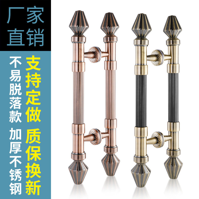 欧式仿古铜玻璃门拉手木门把手有框不锈钢门把手别墅大门高档拉手