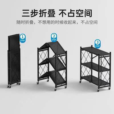 免收装可移动书折叠书架架铁艺落地带轮客厅折安叠置物架卧室简纳易小书柜