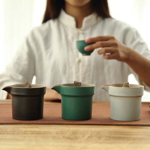 石头记日式粗陶手抓壶陶瓷三才盖碗窑变手工复古茶壶泡茶器