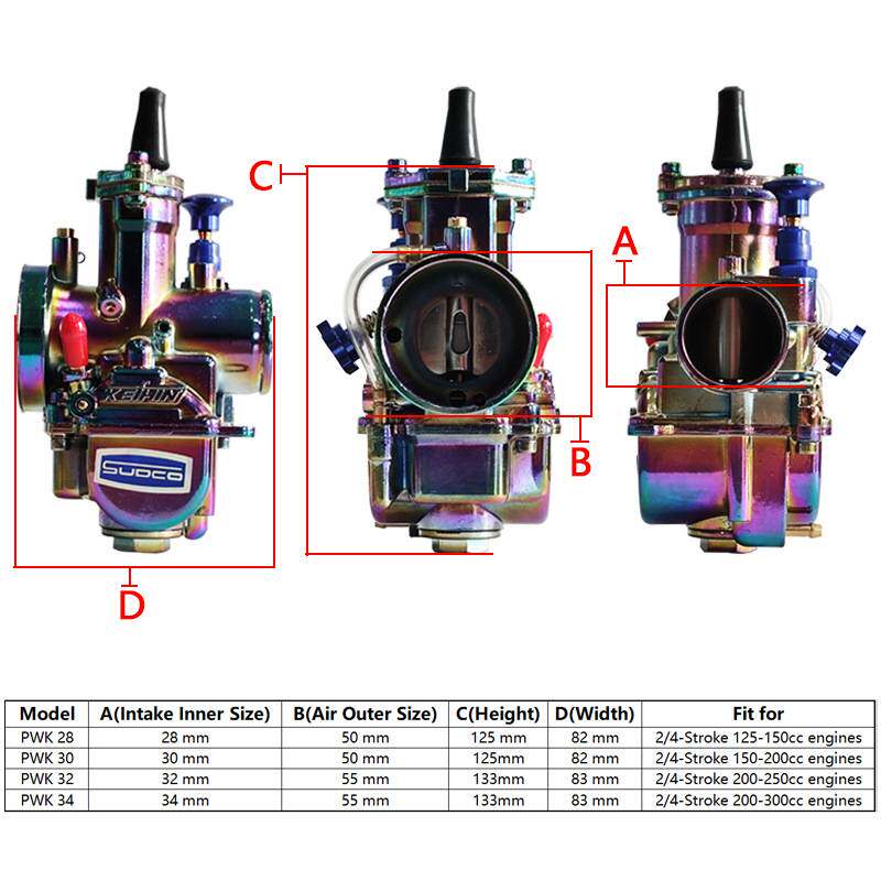 彩色电镀PWK化油器28 30 32 34mm通用型PWK改装化油器带修理包