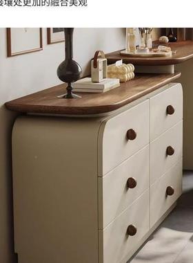 中古风纳实木烤妆漆梳台收柜EWZ化小户型卧室床尾柜复古妆桌储物