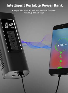 跨境新款车载无便线充MFF泵携式气汽车轮胎气打气泵小型电动手持