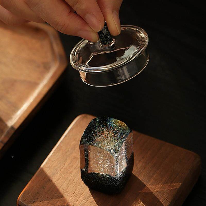 高端茶054玻璃星空器托斑斓盖置新中紫砂壶盖琉式璃壶承茶宠茶道