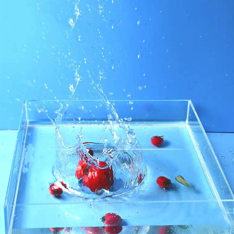 透明亚克力水缸摄影拍摄浅水槽悬浮拍照道具托盘水箱展示盒防尘罩