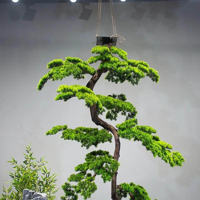 吊迎客松仿真松树挂新式假树景倒挂造中式绿植装饰摆件SZK大型悬