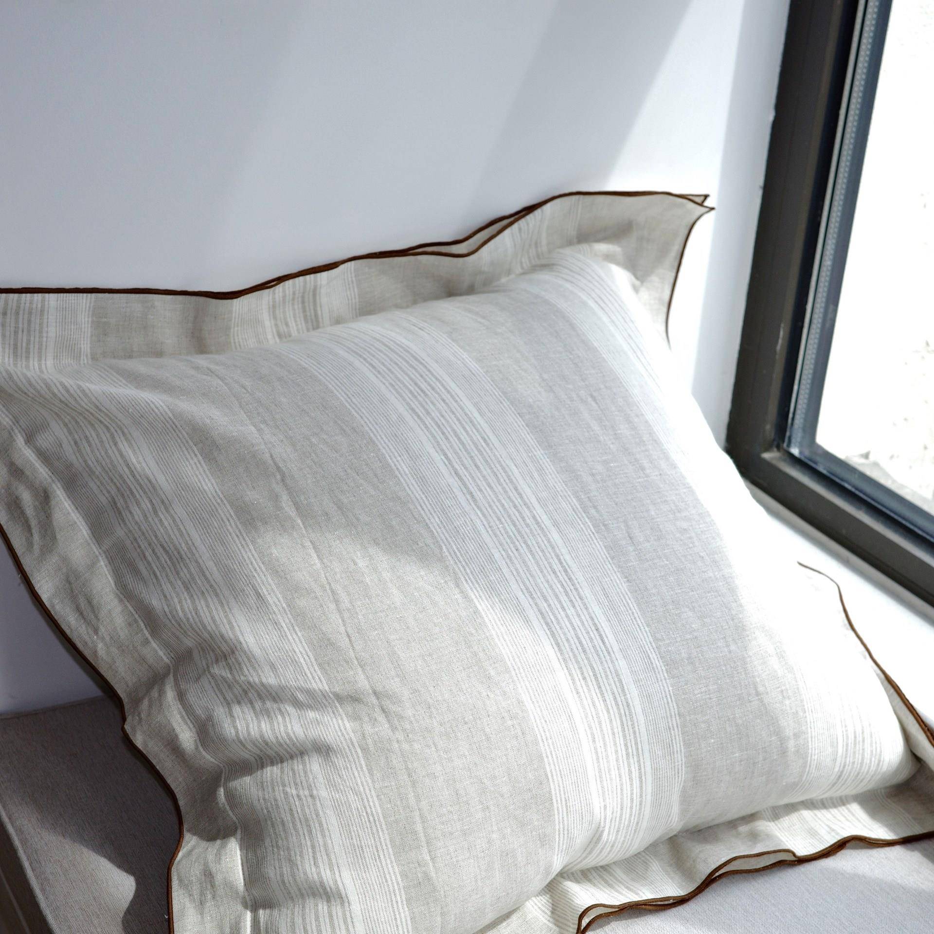 新品法国纯亚麻密1004699拷宽边沙垫发套床头抱枕不靠靠枕含芯海