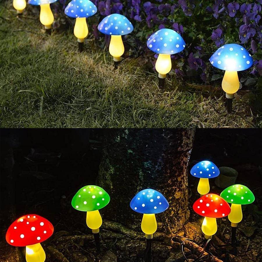 太阳能蘑菇植物地插灯别墅庭院花园草坪灯民露闪营景宿观UUD装彩
