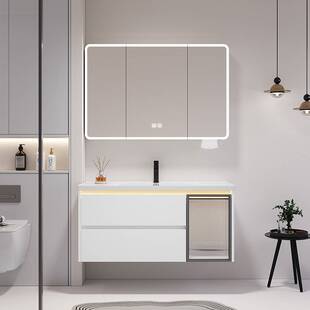 蜂窝铝浴室柜组合陶瓷一体盆带氛围灯白色挂墙式卫生间阳台洗脸盆