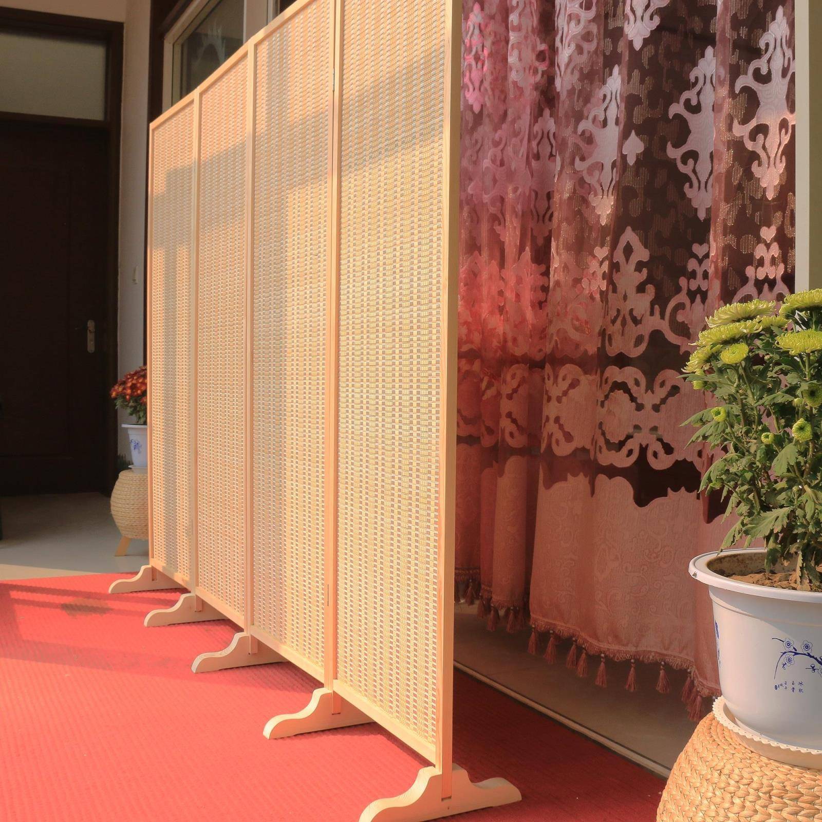 厂家直供新款竹子酒店实木幼儿园客厅办公室 屏风隔断