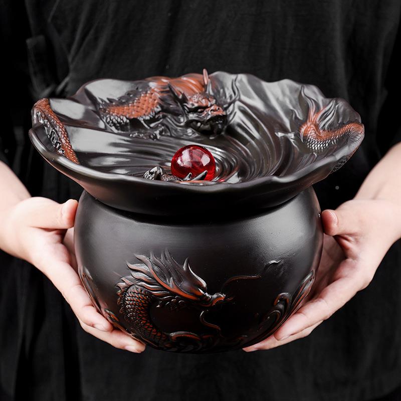 桶复古紫陶茶渣桶家用茶水过滤废水桶桌面茶缸茶NSD洗号大盂水渣