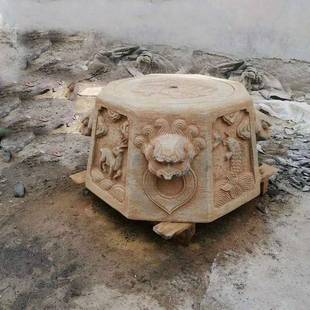 青石做仿古井口07-2口庭院别圈墅井旧浮雕庭院装饰井井台