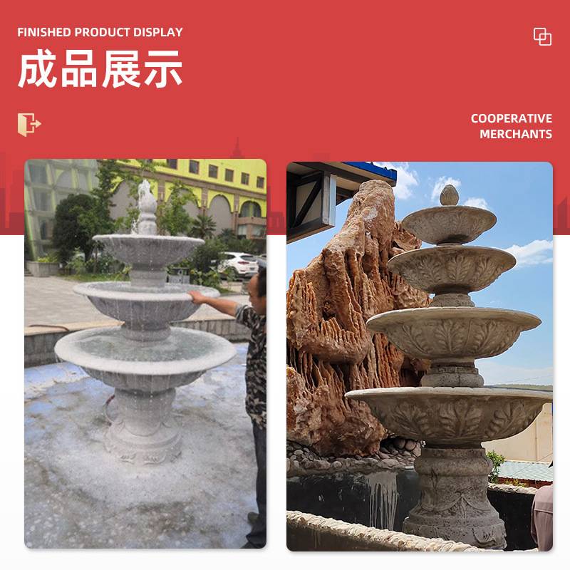 水泥喷泉花盆模具四层可拼接别墅酒店庭院喷水仿石花盆玻璃钢磨具