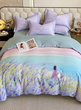 全棉加厚大版花磨毛四件套纯棉卡通四件套保暖数码印花床笠套件