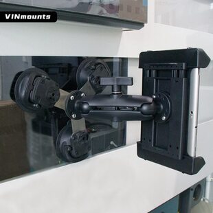 工程车挡玻璃三吸盘平板支架大吸力防抖7-14英寸三防平板万向支架