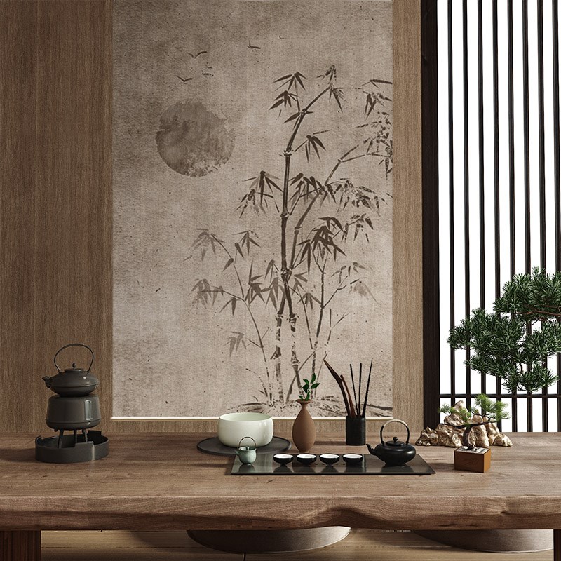 宋氏美学卷帘窗帘屏风隔断u茶室客厅卧室装饰侘寂竹月升降遮阳布