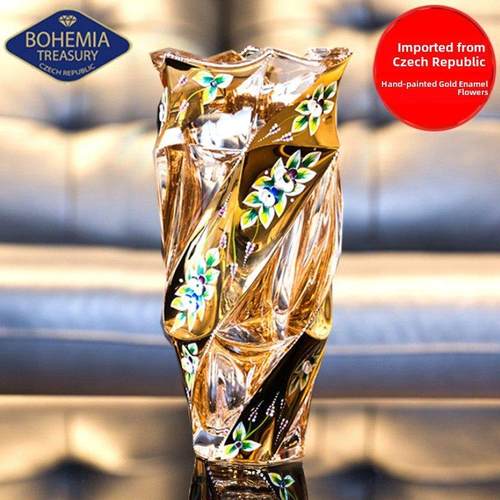 捷克BOHEMIA进口轻奢水晶玻璃餐桌台面花瓶装饰摆件水养插花瓶