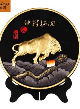 班德拉斯创意生肖牛活性炭雕摆件办公书房客厅装饰品工艺品摆件