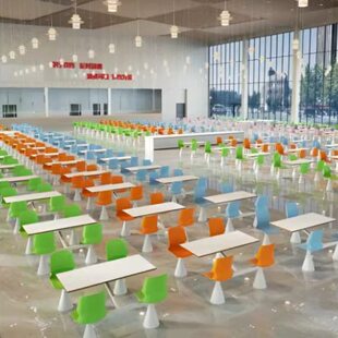 学校食堂员工饭堂高速服务区餐厅四人位岩板餐桌快餐桌椅连体组合