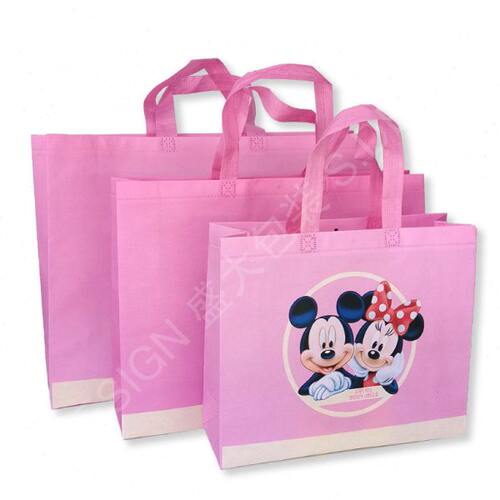 卡通童装购物袋米奇米妮米老鼠无纺布礼品袋小号50个服装店手提袋