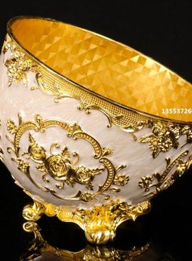 欧式桌面小垃圾桶KTV金属摆台瓜子果皮盅斜口碗家用装饰收纳桶