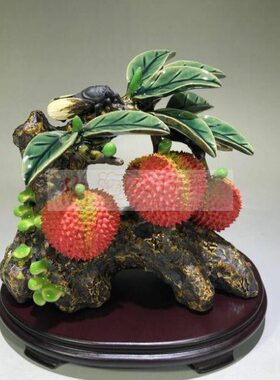 石湾公仔陶瓷工艺品家居装饰品礼品客厅办公室摆件招财小荔枝精品