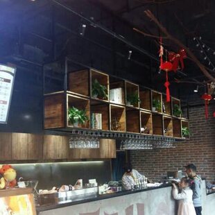 loft工业风酒架悬挂酒架酒柜餐厅吊顶酒柜时尚酒架吊架铁艺悬挂架