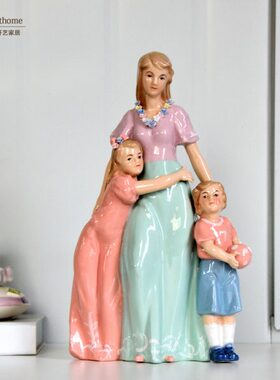 陶瓷人物摆件 温情母子艺术品瓷偶 客厅家居装饰工艺品母亲节礼品