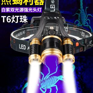 照蝎子专用灯强光头戴式手电筒可充电两用大功率超亮紫光超长续航