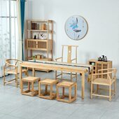 新中式 茶桌白蜡木客厅茶台椅组合原木简约茶室禅意家具实木泡茶桌