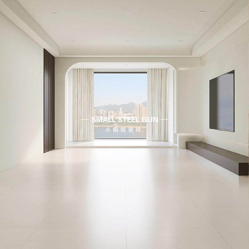 法式奶油白色x微水泥客厅瓷砖亮光哑光柔光通体超白胚地砖