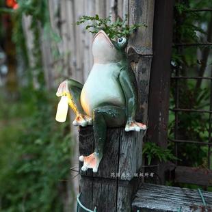 青蛙摆件太阳能灯户外花园装 饰可爱动物庭院造景阳台布置露台院子