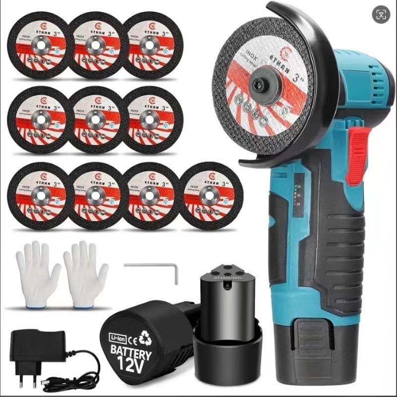 包含10片锯片 j12V有刷充电式迷你角磨机 锂电角磨机 抛光机切割