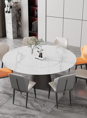 岩板圆形餐桌椅家1用电12人酒店动.转A0065大圆桌带火锅电磁炉8米