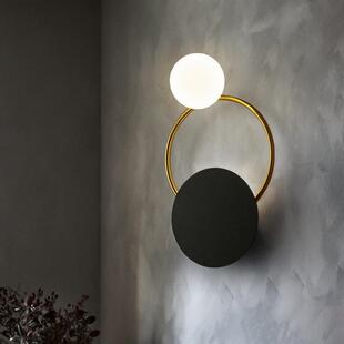 轻奢壁779灯北欧风格 卧头灯黑后色圆形极床简现代室高档客厅过道