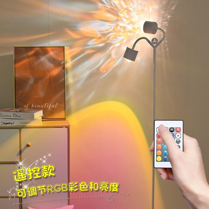 水波纹光氛围灯网620红双头日直落灯落地灯客厅播间背景阳夕厂家