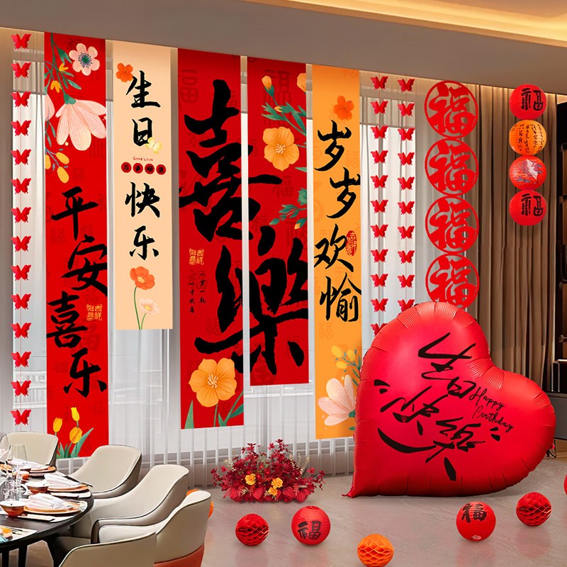 10生日布置场景装饰十18岁成年礼高级H氛围挂布男女背景墙拍照条