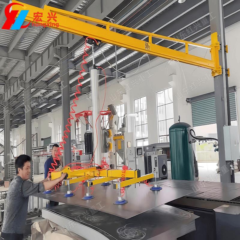 激光切割上料机气缸起升手动旋转真空吸盘摇臂壁挂式激光上料机