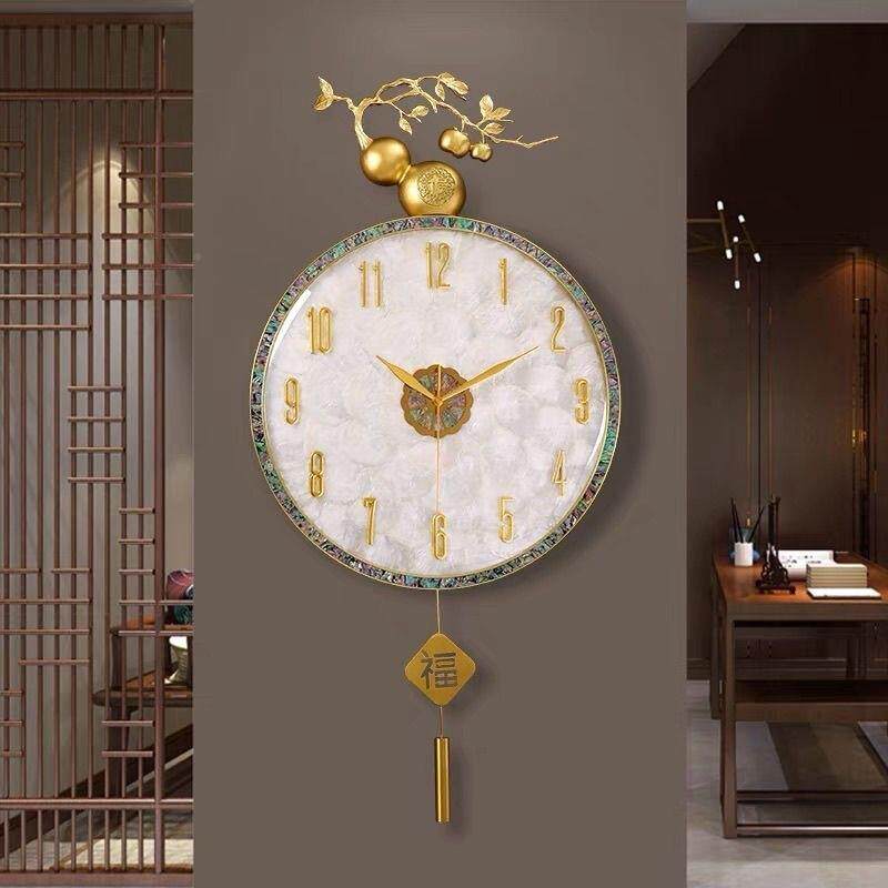 【奢贝】现代轻奢挂壳钟简约华客厅挂墙网红贝壳表钟2024家wH574p