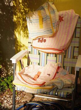 T545g纹i.《塔皮星》a印可爱花条便携分装袋行李箱四件套收纳袋