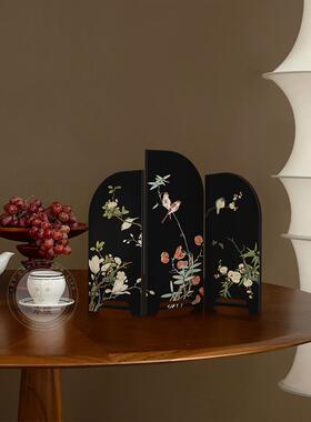 饰品斗柜桌面摆家10039063件居装复古小风摆画古风边柜屏中墨竹新