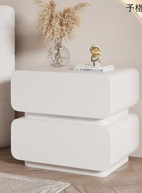 油床头柜简约奶现代你实木45345皮质床边风柜小型卧室超窄极简迷