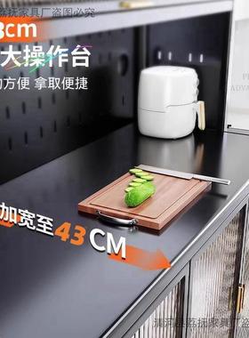 升级纳防尘餐边厨柜房多功能落地置物架微AIN波炉收靠墙柜子物储