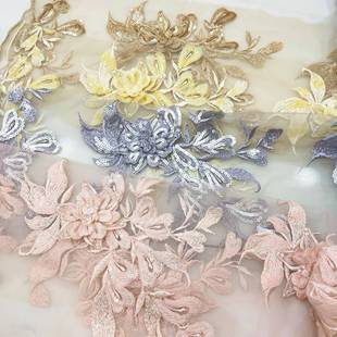 689多色网纱立体珠片脑绣电花装 花边辅料刺服绣蕾丝亮片贴花