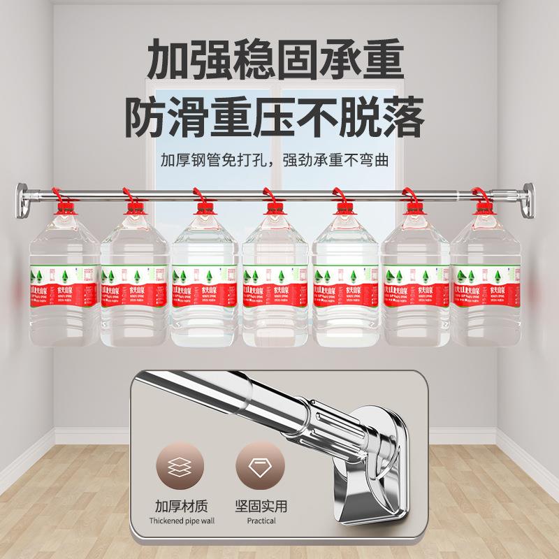 免一打孔176衣伸缩晾杆阳台晒不衣杆凉衣捍浴帘杆锈钢窗帘杆根支