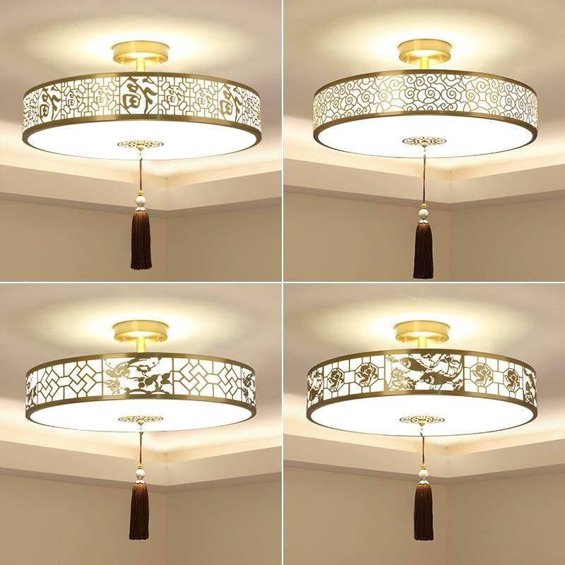 全铜新中卧室吸顶灯客厅主灯现式代中国道走廊全风光谱48护眼灯过