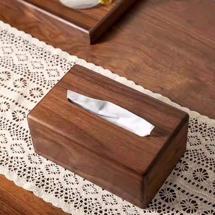 纸巾盒黑桃胡木客厅创抽复意高档轻奢纸盒餐巾纸精致纸巾收纳9894