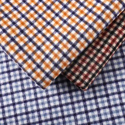 新款货字格双顺毛羊毛大面衣面田料850g粗纺秋HGU冬外套毛呢布现